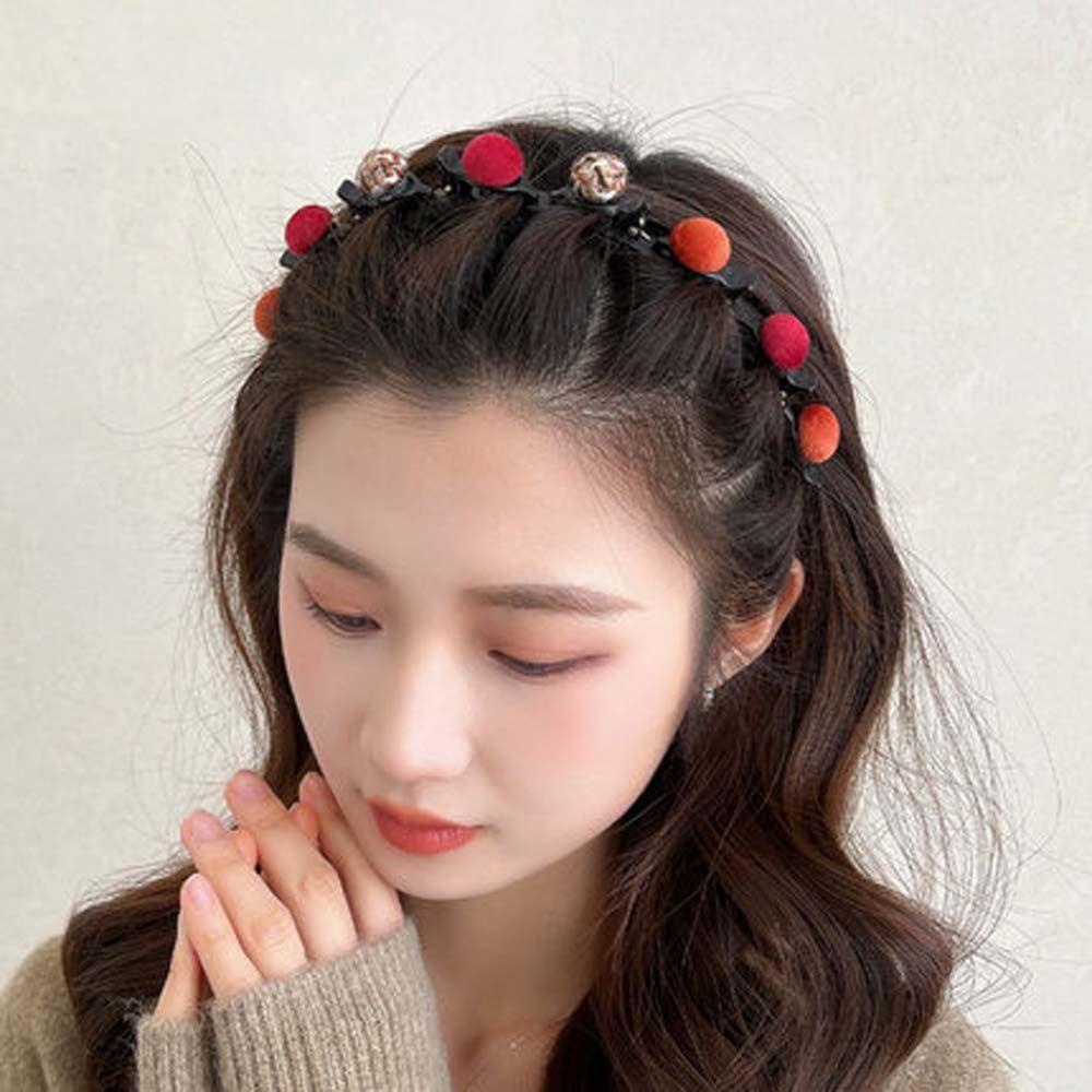 ANEMONE Băng Đô Cài Tóc Vải Nhung Gắn Quả Bông Xinh Xắn Cho Nữ