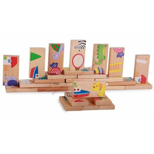 Bộ đồ chơi ghép hình domino bằng gỗ cho bé