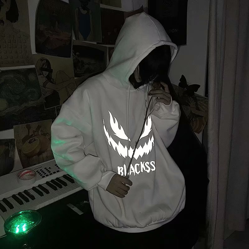 Áo hoodie tay dài dáng rộng họa tiết phản quang thời trang cá tính cho nam | BigBuy360 - bigbuy360.vn