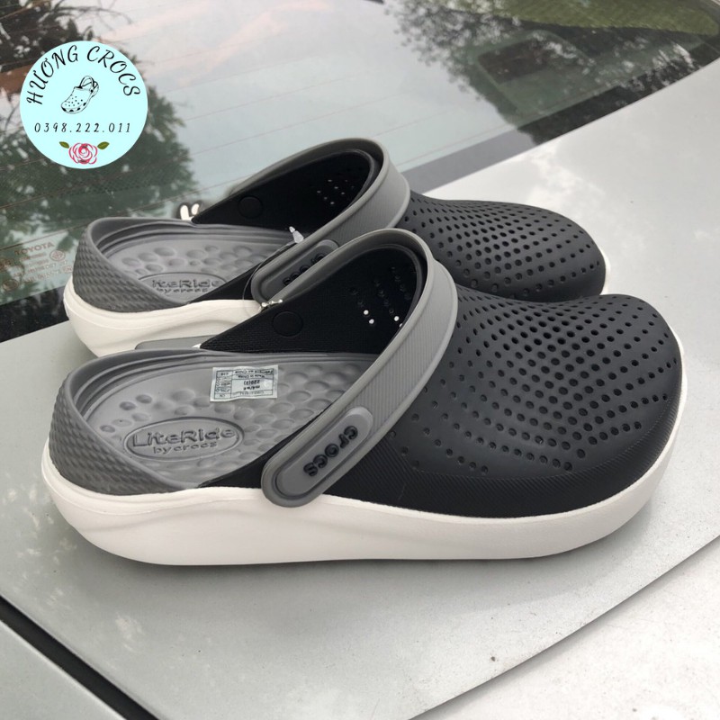Sục Cross Literide, dép sục nhựa đi mưa màu đen trắng cực êm mềm nhẹ cho nam nữ