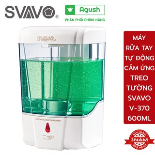 Máy rửa tay tự động cảm ứng treo tường SVAVO V-410 bình 600ML trong suốt có khóa sử dụng 4 pin tiểu kèm sạc dễ lắp đặt