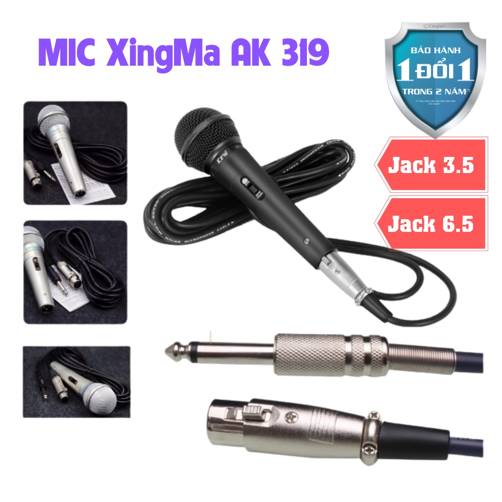 Mic, Micro, Micro Karaoke XINGMA AK-319 dòng mic có dây giá rẻ, chất lượng cao,tương thích với mọi loại dàn karaoke