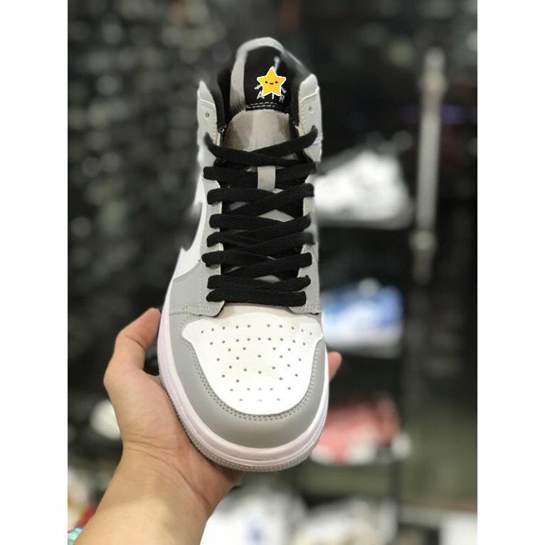 Giày thể thao Jordan 1 cổ cao xám trắng móc đen, Giày JD1 high smoke grey nam nữ cực hot Full Box Bill