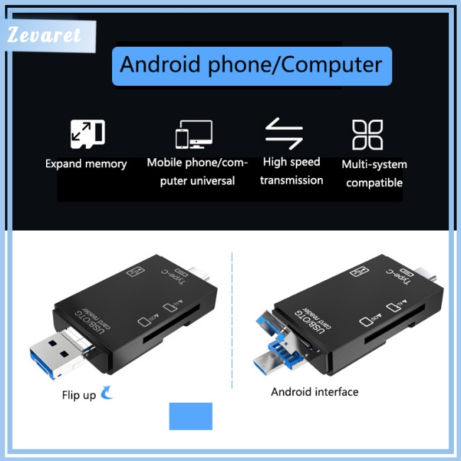 Đầu Đọc Thẻ Nhớ Zevaret Tf Sd Usb 2.0 Type C Đa Chức Năng
