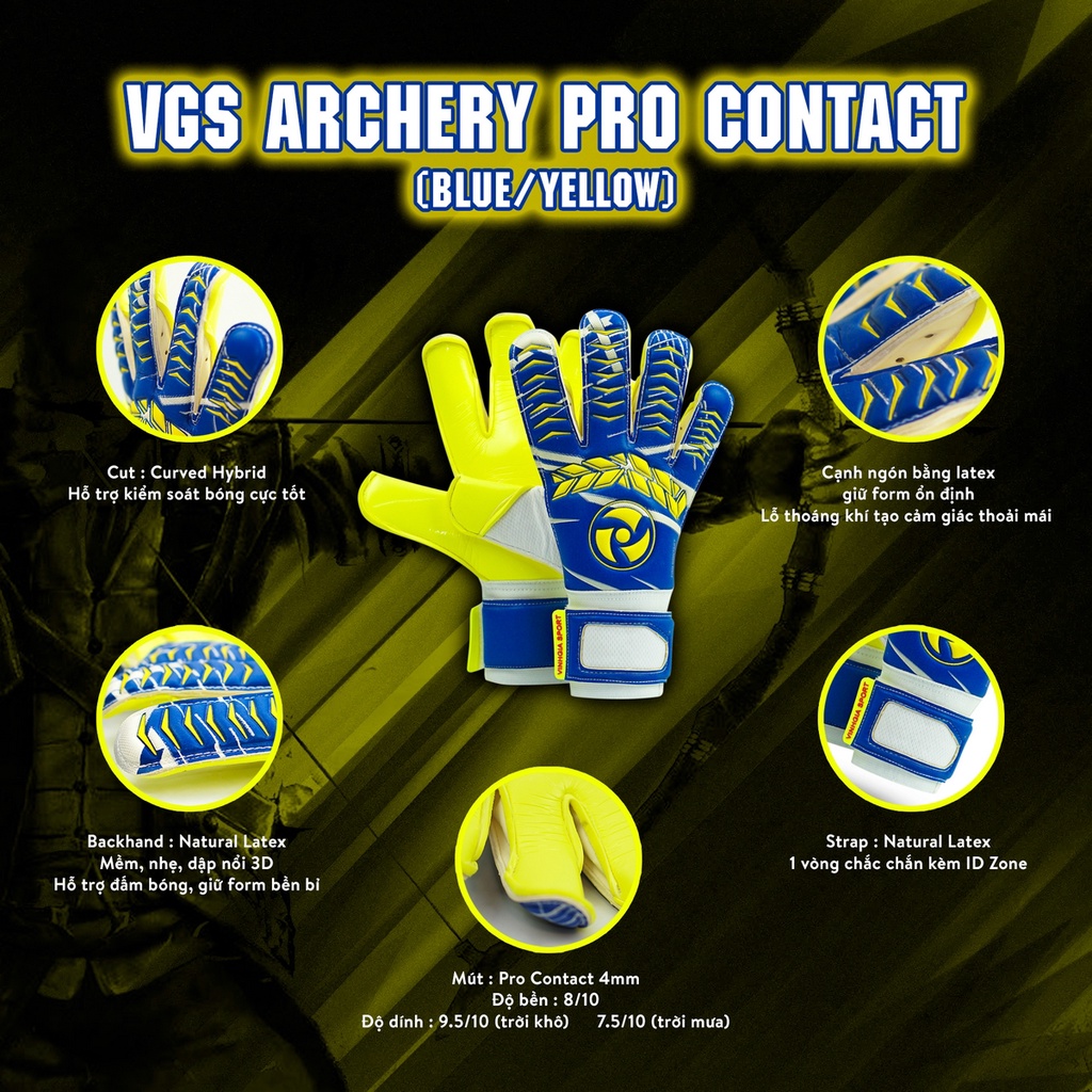 Găng tay thủ môn chính hãng VGS Archery Pro Contact