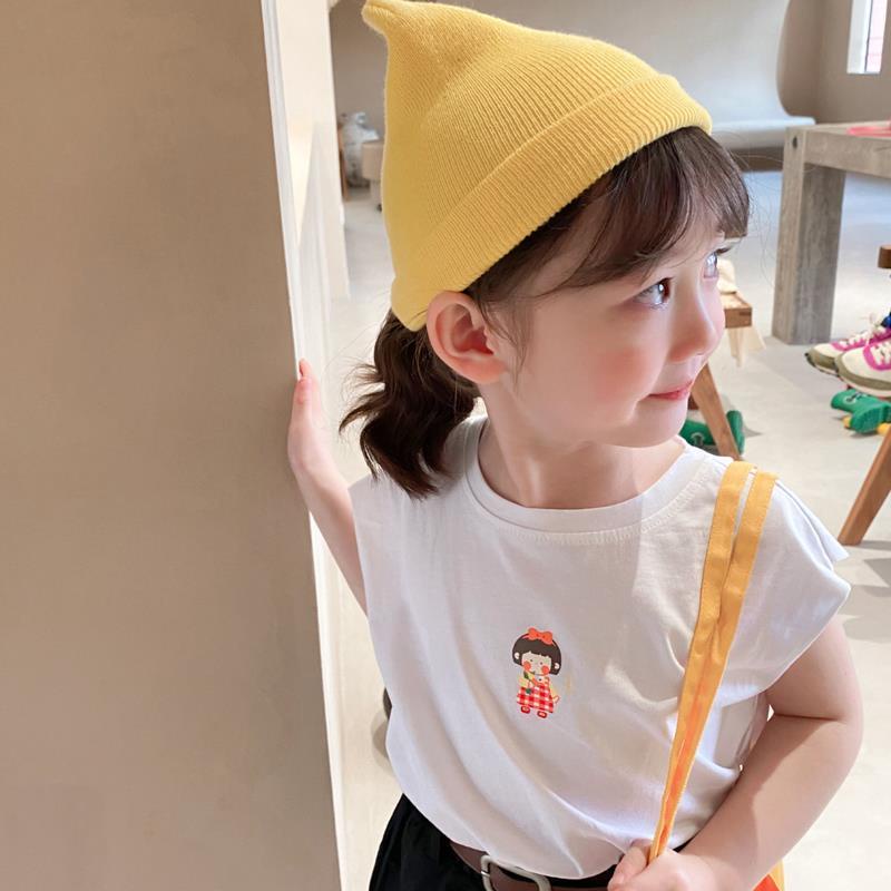 Áo Thun Không Tay Hở Lưng In Hoạt Hình Phong Cách Hàn Quốc Thời Trang Mùa Hè Cho Bé Gái