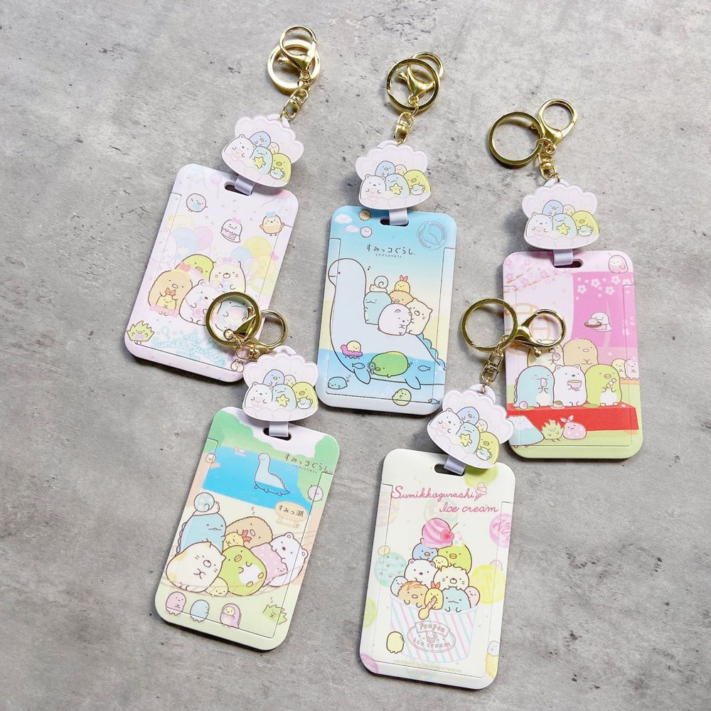 Bao đựng thẻ có dây móc chìa khoá kéo ra thu vào tiện dụng họa tiết mèo xinh xắn dễ thương