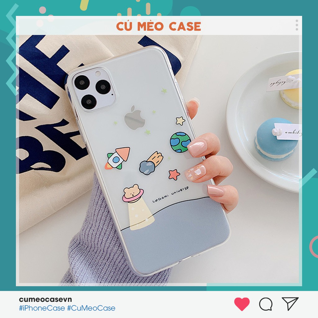 Ốp gấu du hành vũ trụ dành cho iPhone 6 6s 6 plus 7 8 7 Plus 8 Plus X Xs Xr XsMax iPhone 11 11 Pro 11 Promax