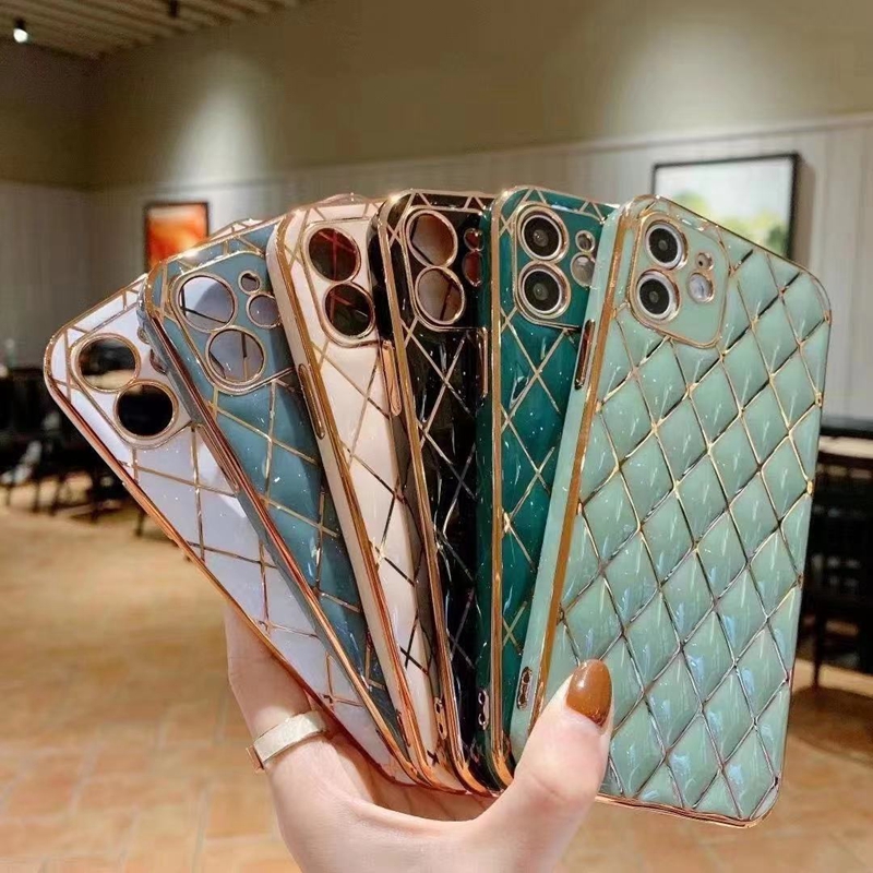 Ốp Điện Thoại SUNTAIHO Bằng TPU Da Cừu Vân Kim Cương Mạ Điện Cho iPhone 12 Pro 12Mini 11 Pro Max XR X XS Max 7 8 Plus