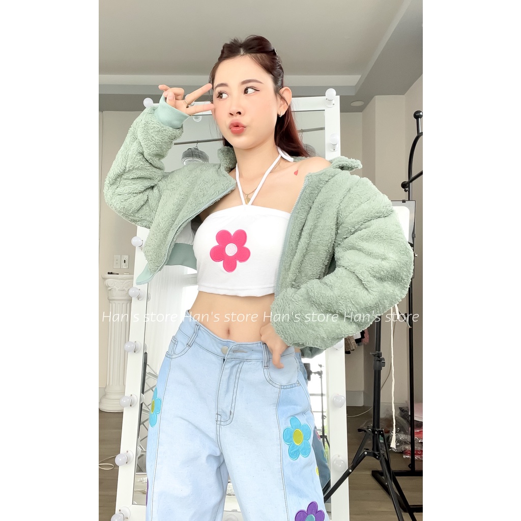 ÁO KHOÁC CROP LÔNG CAO CẤP SIÊU CÁ TÍNH (ẢNH THẬT 1OO%)