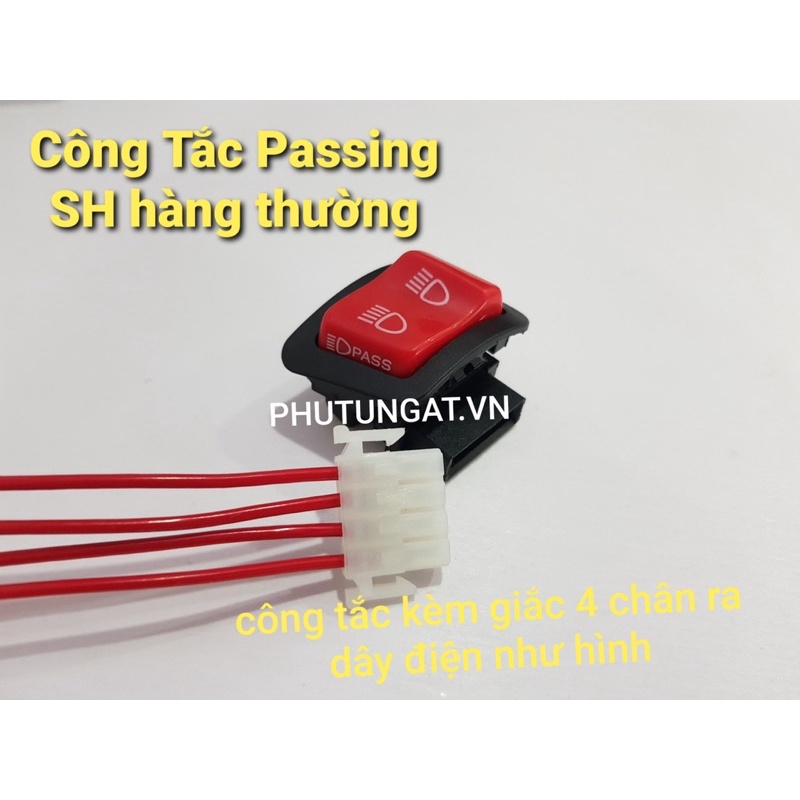 Công tắc pha cos _ công tắc passing sh màu đỏ kèm giắc ra dây sẵn