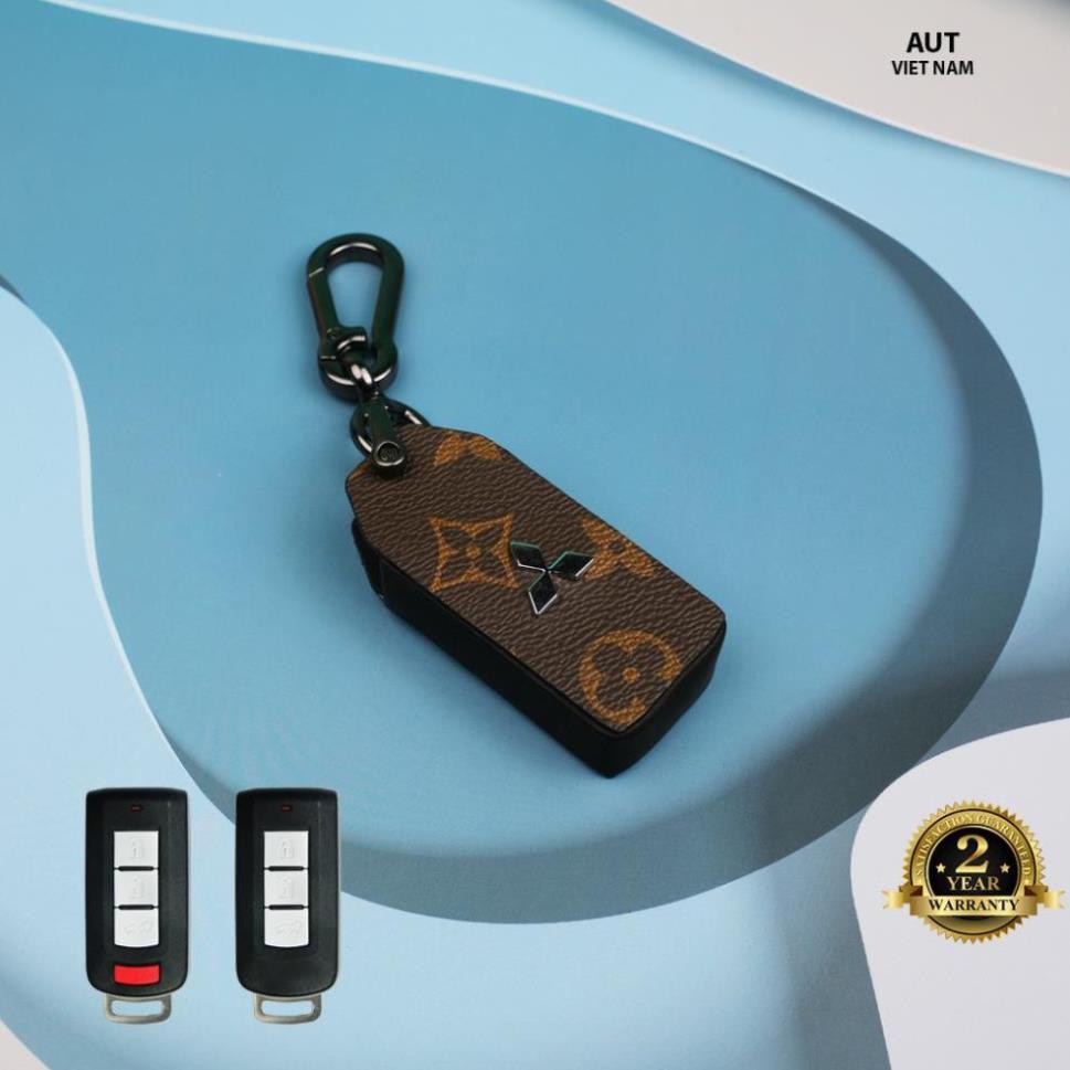 Bao da chìa khóa Smartkey Mitsubishi (Xpander, Outlander, Triton, Attrage, Pajero Sport) da Canvas L V xẻ túi cao cấp