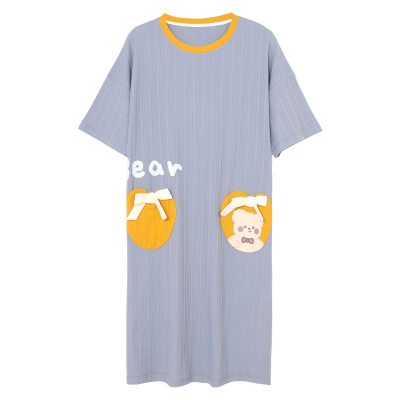 Đầm Ngủ Ngắn Tay In Họa Tiết Hoạt Hình Phong Cách Hàn Quốc Cho Nữ | BigBuy360 - bigbuy360.vn