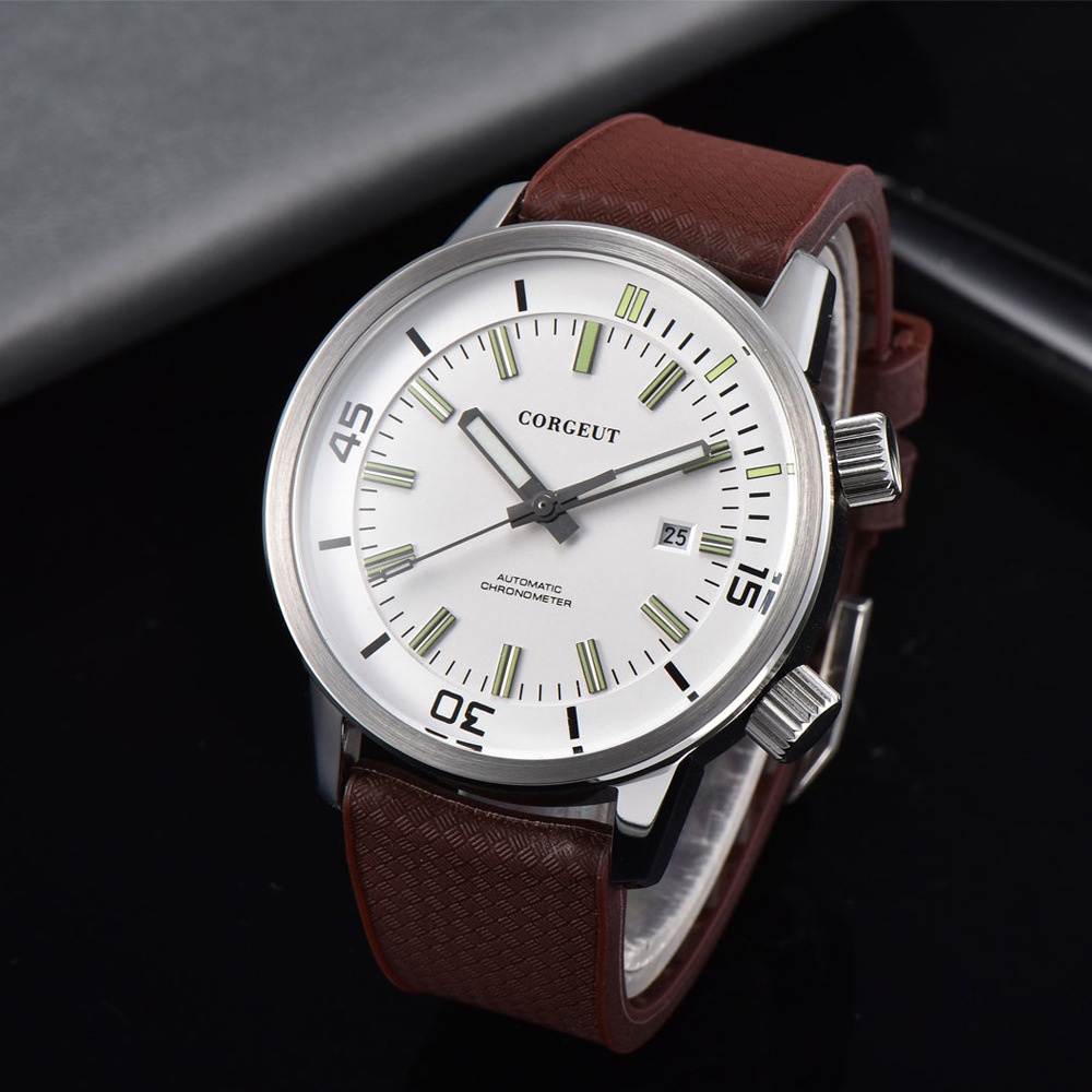 BẢO HÀNH 12 THÁNG Đồng hồ nam Automatic Nhật dây da,pin trôi,chống nước chống xước- Đông hồ Corgeut  có lịch ngày tháng