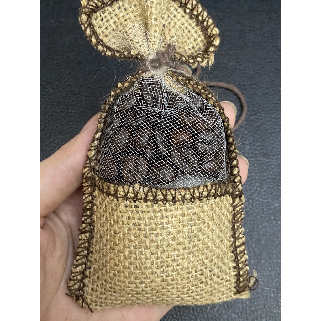 Túi thơm treo xe, túi cà phê khử mùi ô tô tặng kèm tinh dầu cà phê khử mùi xe hơi