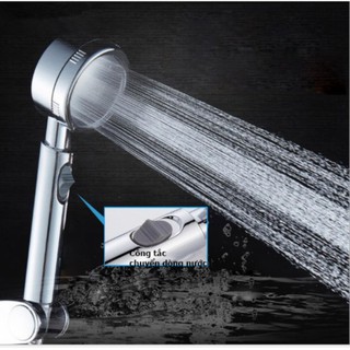 Bộ dây và Vòi sen tăng áp Hopes inox cao cấp nút điều chỉnh dòng nước VS4