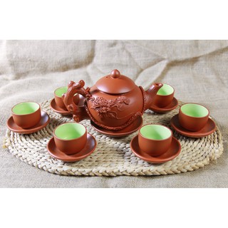 Bộ Ấm Chén Tử Sa Đắp Nổi Gốc Cây-400ml