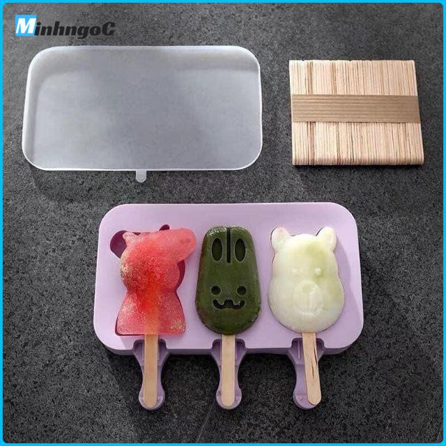 Khuôn làm kem silicon Tặng kèm 50 que làm kem hình cute có nắp đậy bằng nhựa  - Siêu Thị Minh Ngọc | BigBuy360 - bigbuy360.vn