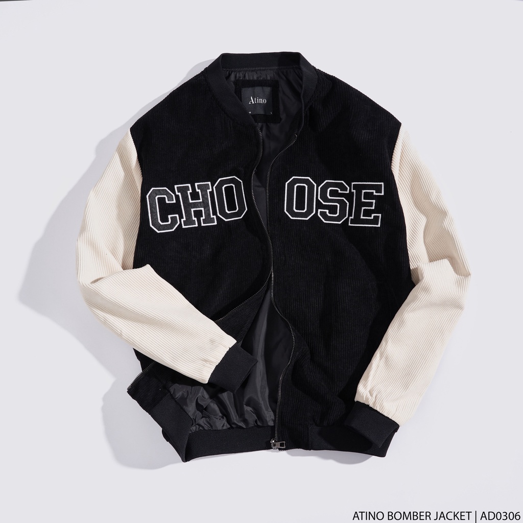 Áo Khoác Bomber Nam BOMNU ATINO Vải Nhung Tăm 2 Lớp Cao Cấp Phong Cách Trẻ Trung Năng Động Form Regular AD2.8031