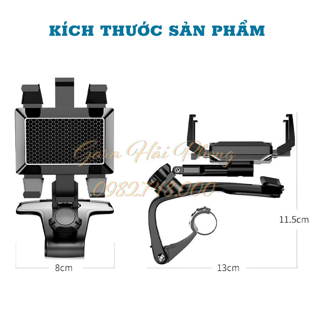 Giá đỡ kẹp điện thoại vô lăng để trên xe hơi ô tô xoay 360 độ chống rung treo đa điểm trên taplo, gương chiếu hậu