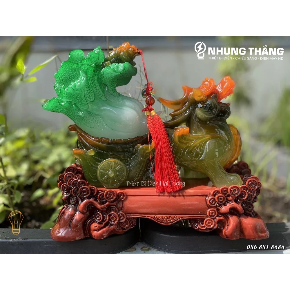 Tượng Phong Thủy Decor Tỳ Hưu Kéo Bắp Cải PT-35 - Chiêu Tài Hút Lộc - Size Nhỏ Dài 40cm - Bảo Hành 1 Năm