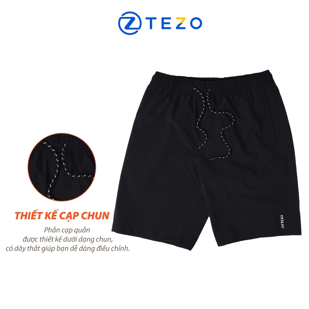 Quần sooc gió nam Tezo có túi thẳng hoạ tiết in sườn dáng thể thao cơ bản năng động 2204QDGB02