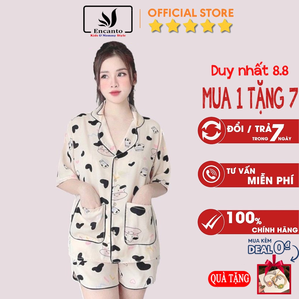 Pijama bò sữa áo cộc quần đùi đồ bộ mặc nhà siêu mát nhiều mẫu form đồ ngủ 40-65kg ( 119606)