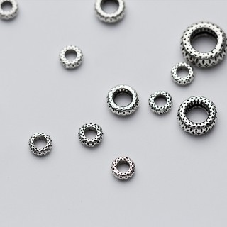 Charm bạc chặn hạt họa tiết hoa văn