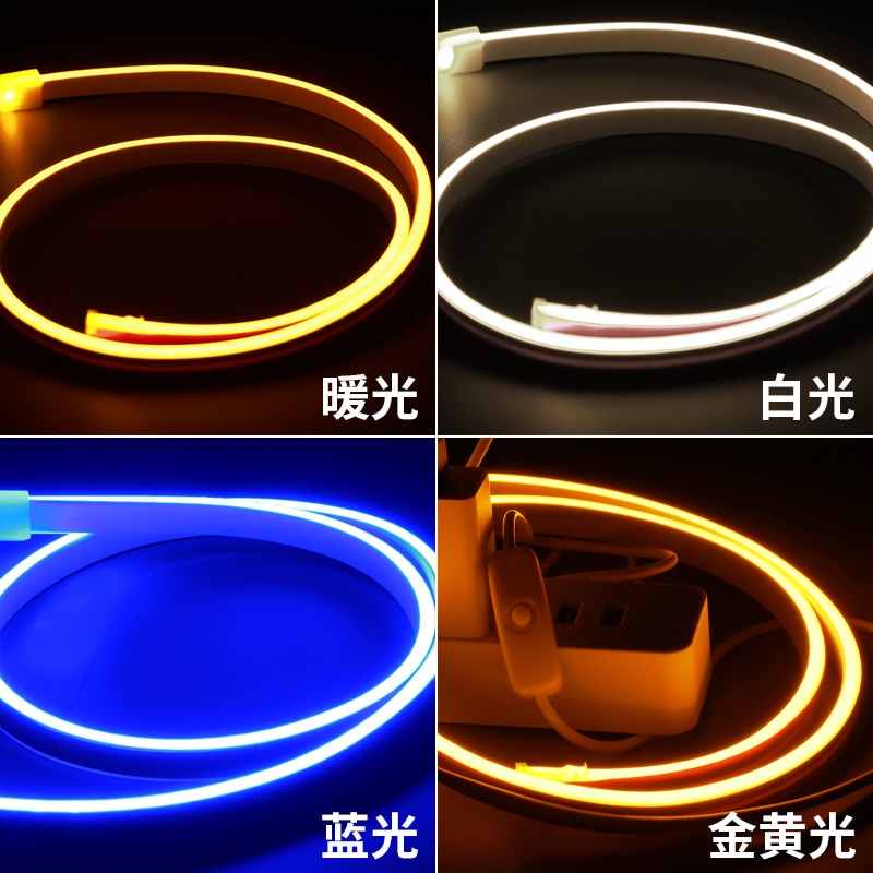 Dải Đèn Led Mềm Mại ♙Đèn Led usb 5v Bằng Silicon Mềm Dẻo Màu Neon Siêu Sáng Có Dải Đèn Không Phích Cắm