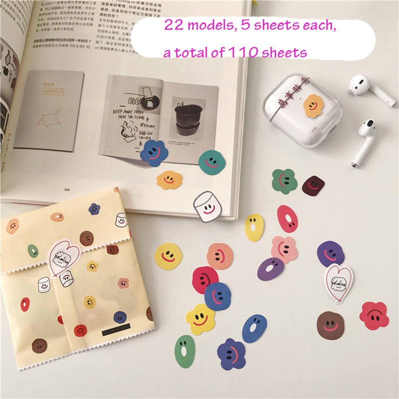 Set 110 miếng dán hình mặt cười dễ thương dùng để trang trí sổ tay