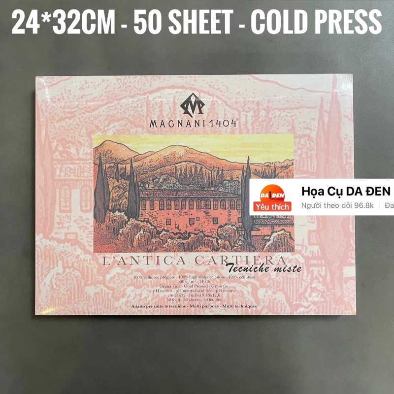 [DA ĐEN] Thanh Lý Sổ Magnani ̶3̶̶2̶̶2̶̶ 0̶̶0̶̶0̶ Còn 161k 24x32cm 50 Tờ Cold Press