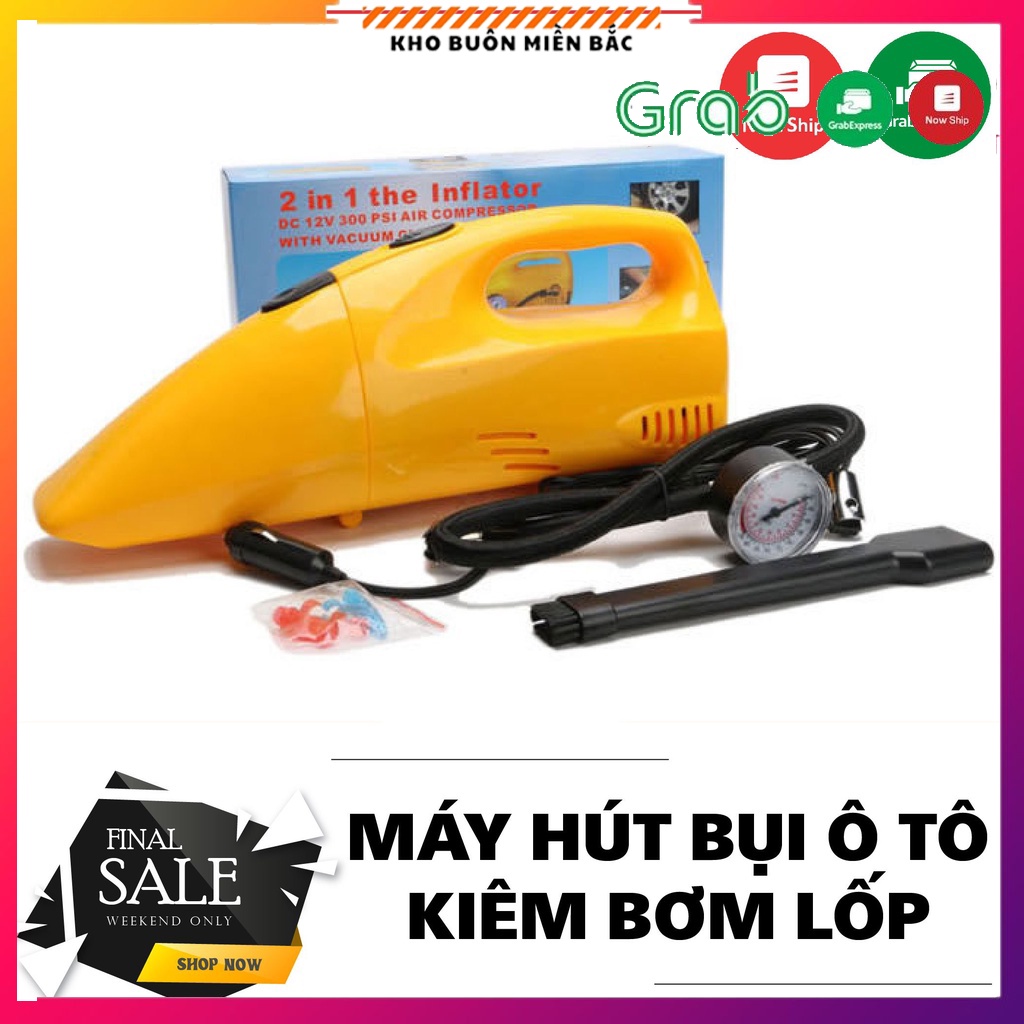 Máy Hút Bụi ô tô 12v kèm bơm lốp siêu mạnh