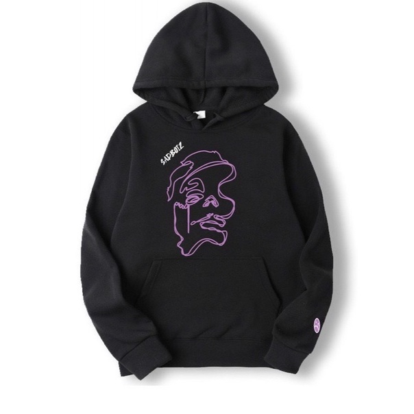 Áo Hoodie Mặt Vẽ Xinh Xắn, Áo Mũ 2 Lớp Form Thụng Tay Bồng Unisex