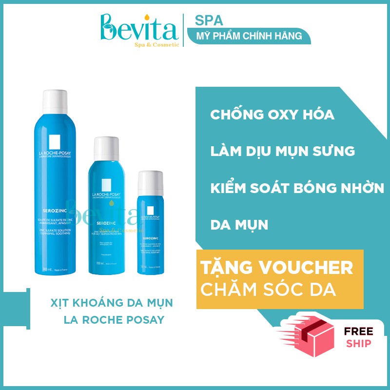 Xịt khoáng làm dịu da La Roche-Posay Serozinc, xịt khoáng dành cho da mụn - Bevita