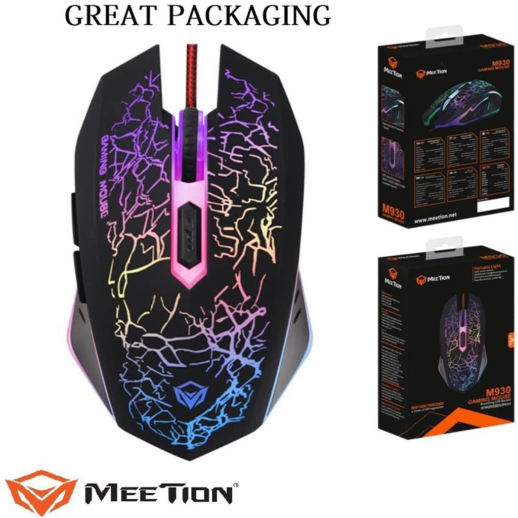 [ Giá Gốc ] Chuột Gaming Meetion MT930  Đèn led RGB cực đẹp  Độ bền 50 triệu lượt click  Cam kết chính hãng  BH 12 T