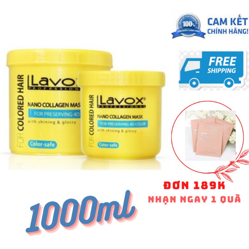 Ủ hấp dầu mặt nạ phủ bóng giữ màu 4D nano collagen siêu mềm mượt LAVOX 1000ml
