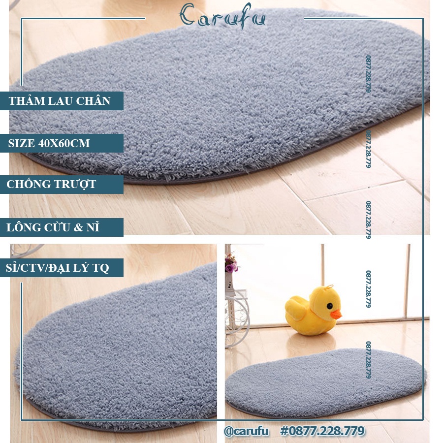 Thảm lông lau chân chống trượt cao cấp giá rẻ cho phòng khách phòng ngủ nhà bếp size 40x60cm