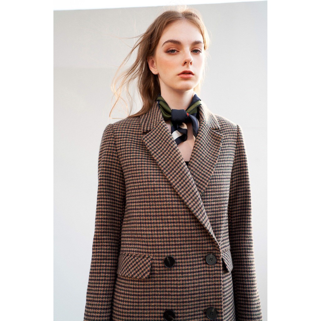 Áo khoác dạ dáng dài cổ 2 ve, họa tiết kẻ 1KH1021 ADORE DRESS | BigBuy360 - bigbuy360.vn