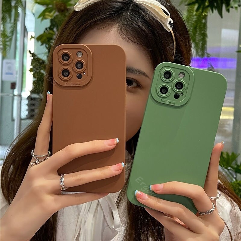 Ốp điện thoại màu trơn bảo vệ ống kính máy ảnh cho Vivo V20 Pro Y20 Y20S Y12S Y20i Y17 Y15 Y12 Y50 Y30i Y73S Y70S V15