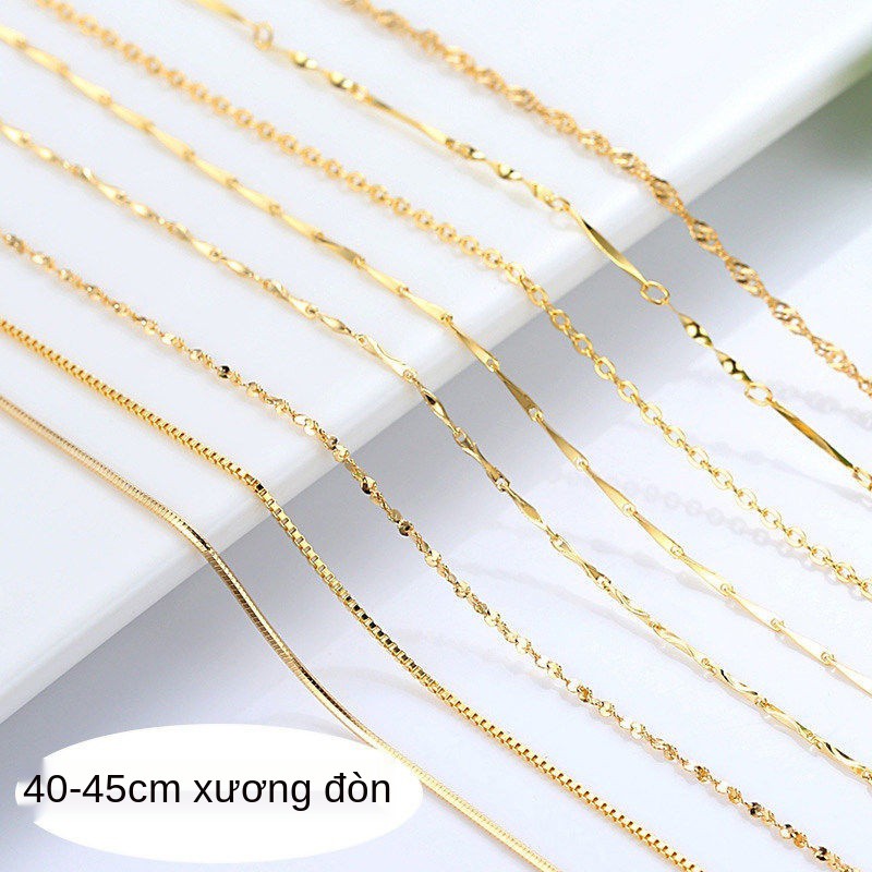 ♀◄s925 dây chuyền bạc nữ mạ vàng 18k xương đòn màu trần không phai