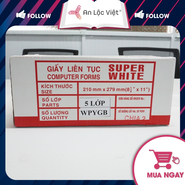 Giấy in liên tục cho máy tính khổ 210x279mm Liên Sơn 1, 2, 3, 4, 5 liên