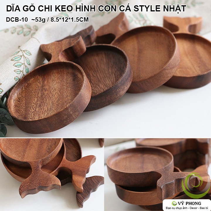 DĨA GỖ CHI KEO HÌNH CON CÁ STYLE NHẬT BẢN TRANG TRÍ BẾP ĐẠO CỤ TRANG TRÍ CHỤP ẢNH SẢN PHẨM INS DCB-10