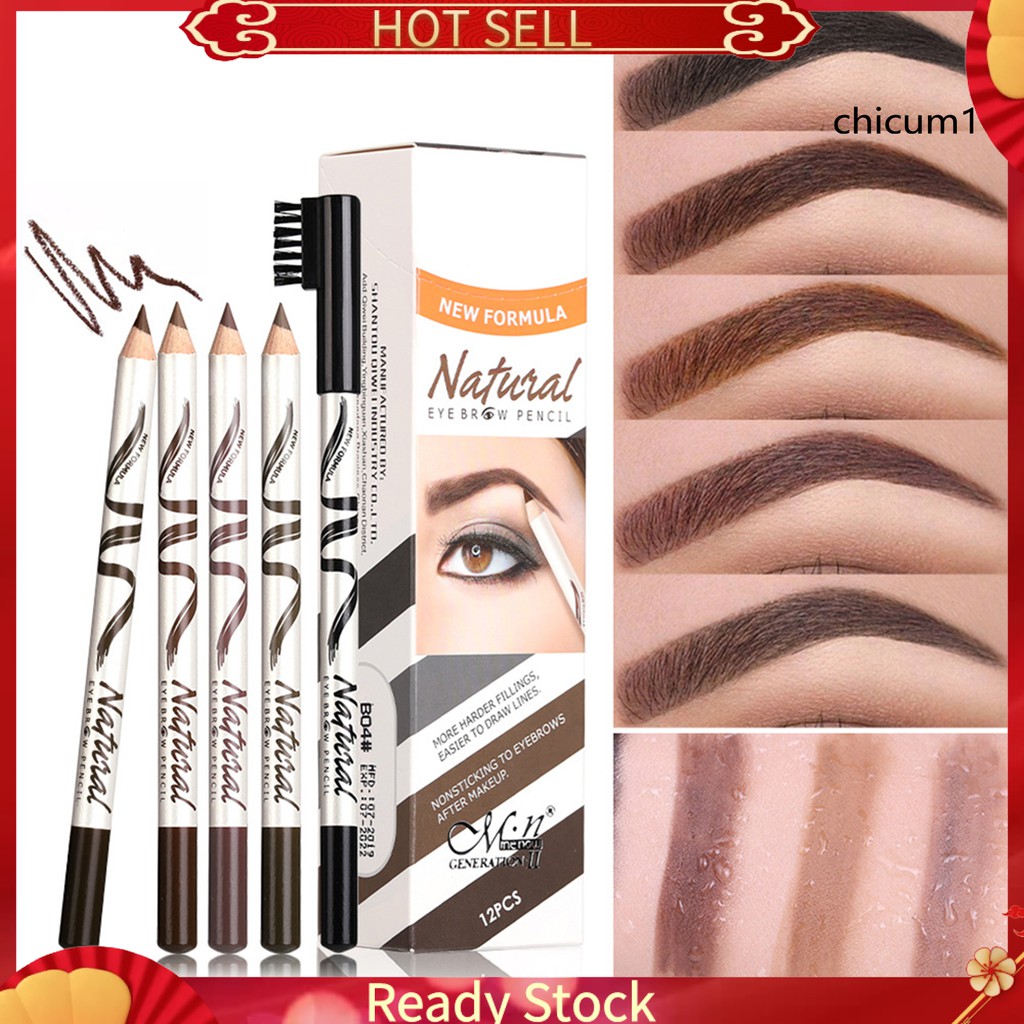 Chì Kẻ Mày Menow Thân Gỗ Cứng Kèm Cọ Chải Không Lem Chống Mồ Hôi Dễ Lên Màu