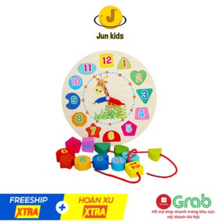 Đồng hồ gỗ xâu hạt luồn dây cho bé