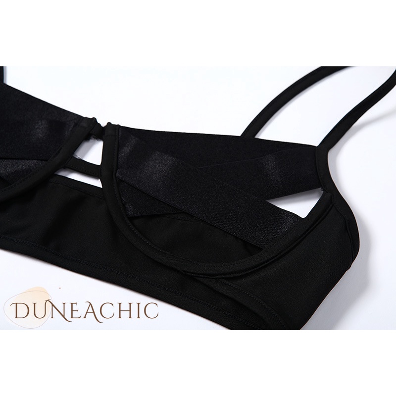 DUNEA Bộ đồ gồm áo lót lửng hai dây và quần lót lưng cao quyến rũ thời trang cho nữ