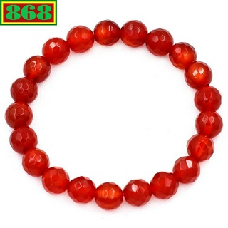 Vòng chuỗi đeo tay đá thạch anh đỏ cắt giác 8 ly, từ 6 ly đến 14 ly, 108 hạt, charm inox, vòng tay chuỗi hạt