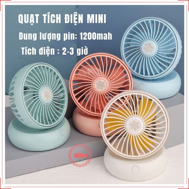 [Mã ELHA22 giảm 5% đơn 300K] Quạt Tích Điện Mini Cầm Tay Sạc Điện DianDi Dung Lượng Pin 1200mah Seha2021