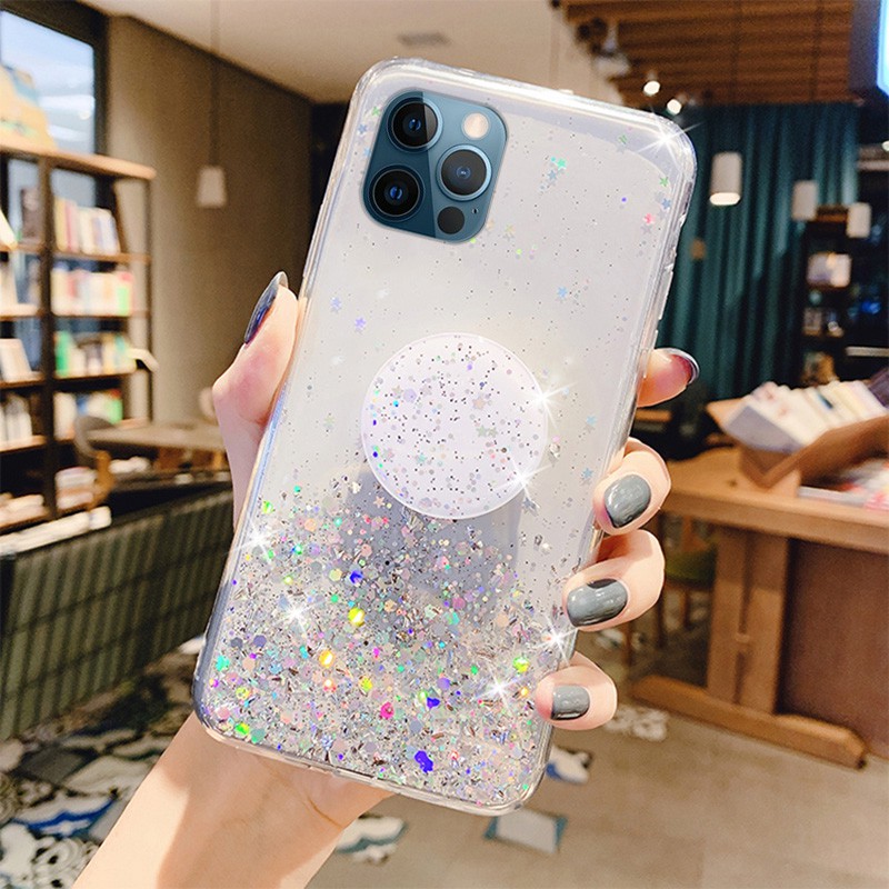 Ốp lưng Samsung M51 J8 J7 J6 J6+ J4 J4+ J2 A9 A7 A6 A6+ Plus Pro Prime 2018 Starry Sky Sequin Glitter Soft case Cover+Stand