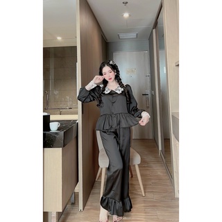 ❌Bộ lụa Latin tay dài phối ren tiểu thư