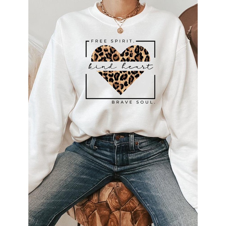Áo Sweater Chui Đầu In Họa Tiết Đôi Môi Da Báo Thời Trang Xuân Thu 90s Cho Nữ